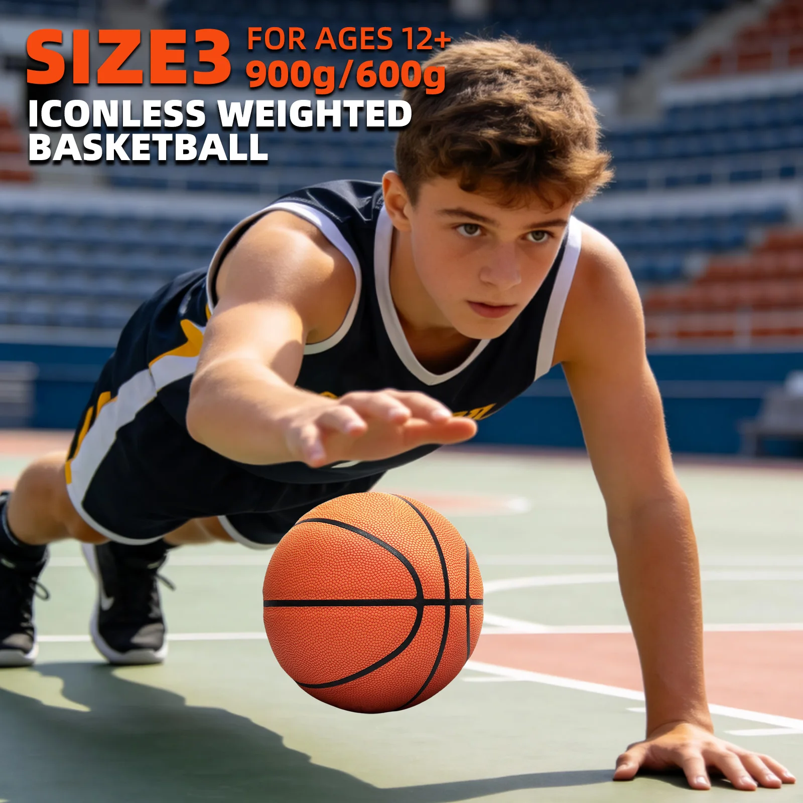 Size 3 Small Weighted Basketball,Trainer Heavy Basketball,In&Outdoor Ball For Strength Training&Improving Ball Control-No Logo