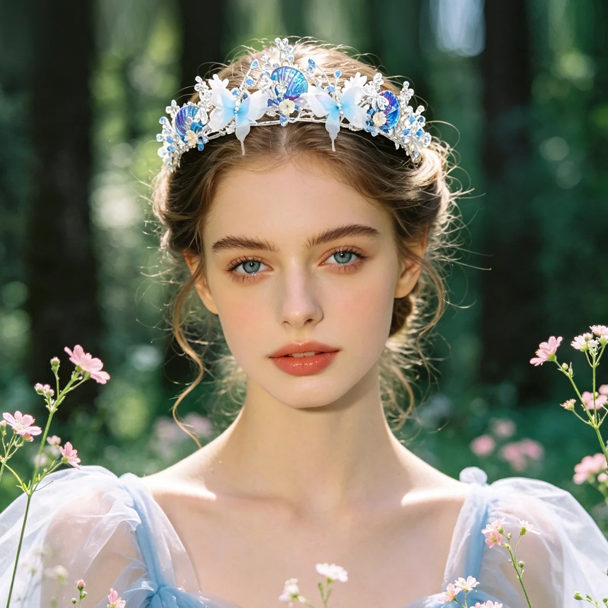 KMVEXO Ocean Style Wedding Crown Princess Hair Accessory Shell Rhinestone Tiaras Headband for Wedding Dresses and Evening Gowns view 4