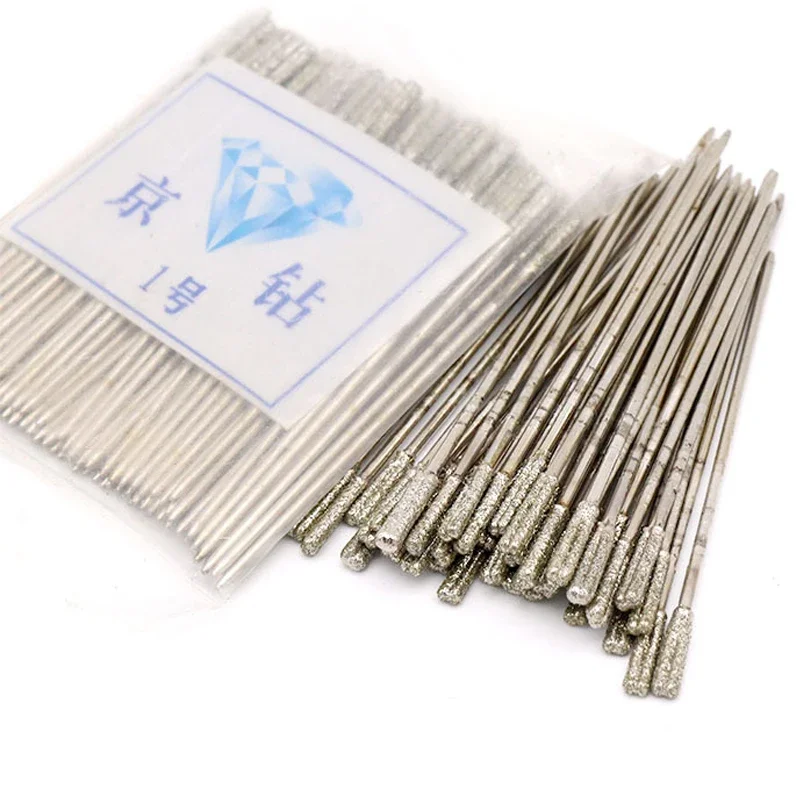 2-100 pz 0.8-2.4mm Diamante Rivestito Punta da trapano Punte Solide Ago Per Gioielli In Ceramica Giada Agata Ambra Pietra Ceramica utensili elettrici