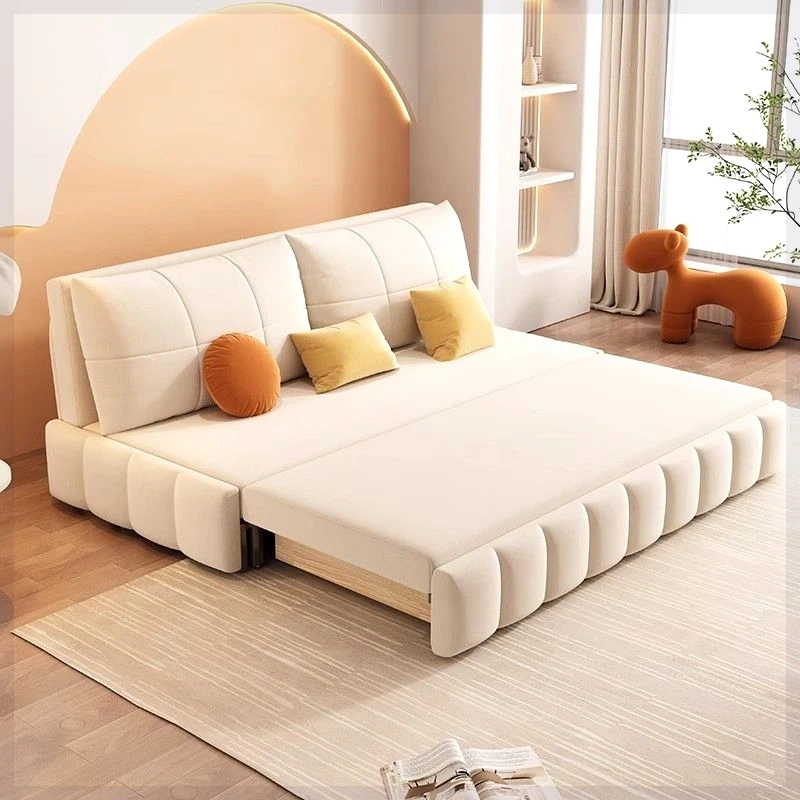 Oloshu cat claw flannel Internet celebrity Nordic cream style sofa bed foldable multifunctional push-pull dual-purpose