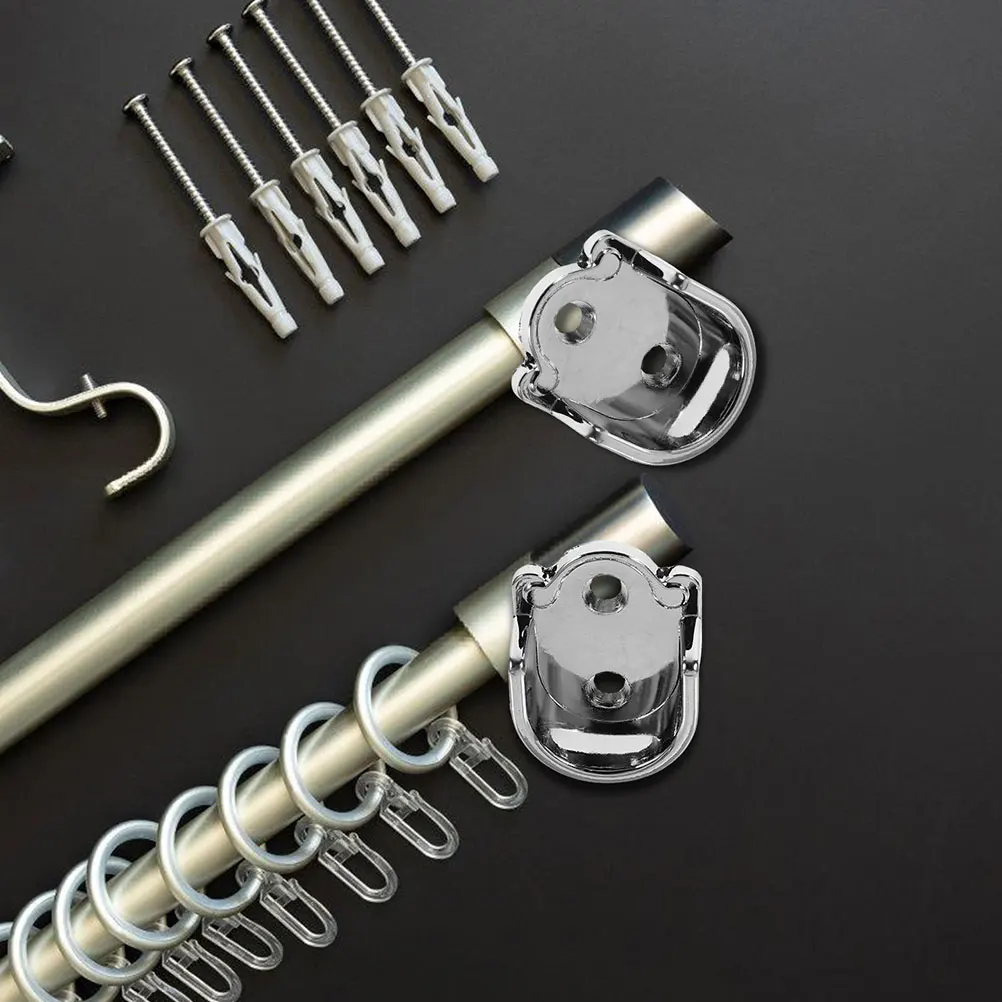 

2 Pcs Thickened Flange Rod Bracket Zinc Alloy Shower Curtain Pole Socket Closet Holder Silver Wardrobe Repair Metal Brackets
