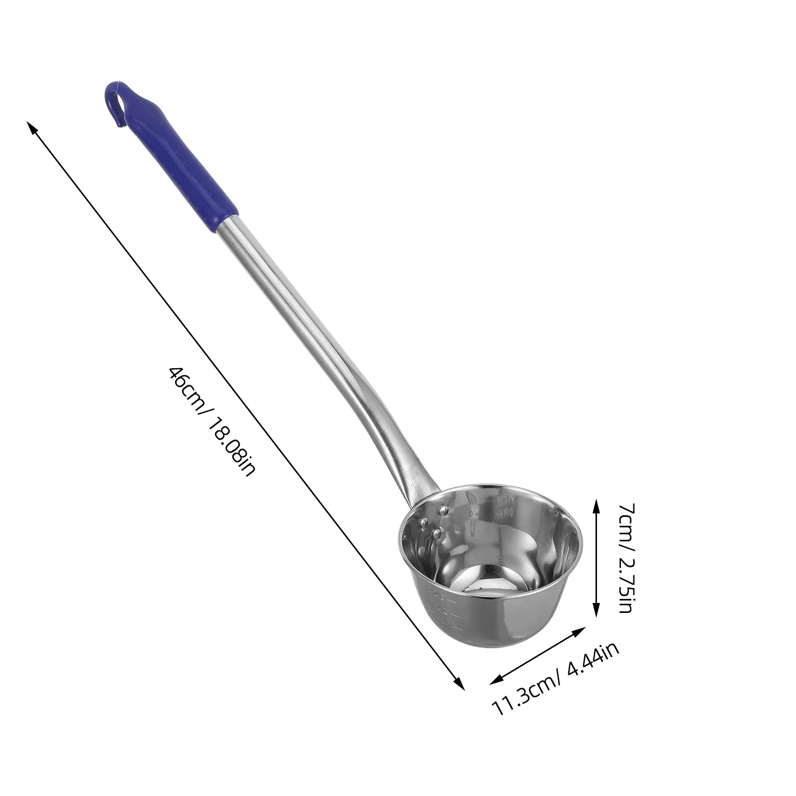 Long Handle Stainless Steel Water Ladle 300Ml Bath Scoop Kitchen Soup Ladle Drip-Free Edge Easy Clean Water Scoop for Bathroom