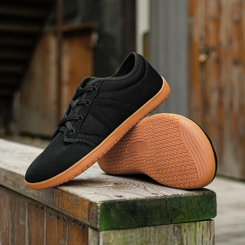 Wide Toe Men Shoes Breathable Mesh Comfortable Barefoot Casual Shoes Versatile Soft Sole Wide Last Sneakers Lac-Up Walking Shoes