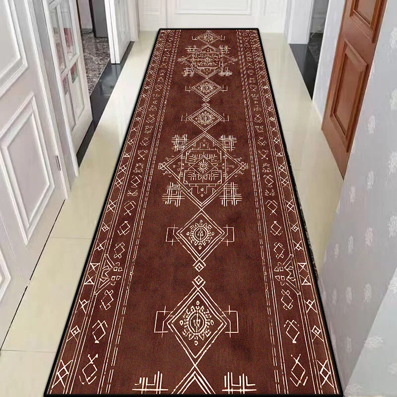 Modern ethnic style stair carpet for Machine washable corridor Rug Carpets for Washable Non-slip Lint-free Floor Mat Stairway
