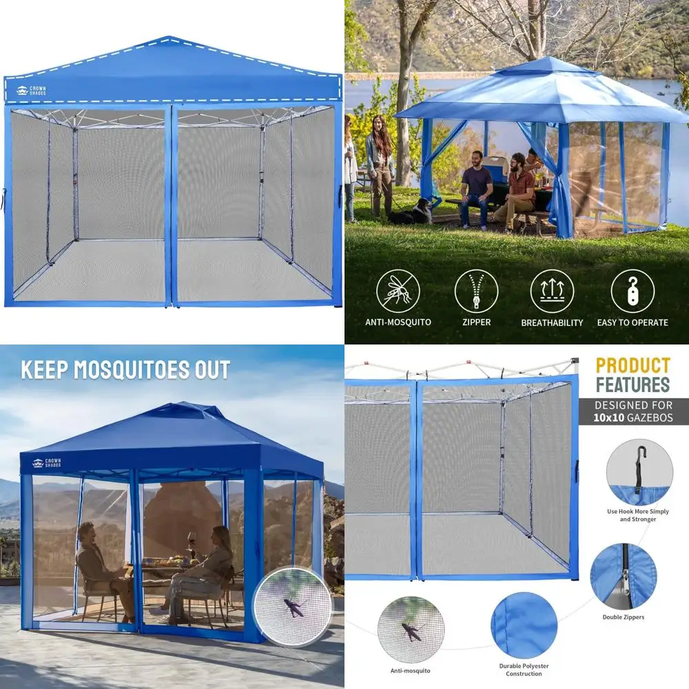 

Mosquito Netting for 10x10 Pop-Up Canopy - Outdoor Patio Gazebo with Zippered Mesh Sidewalls for Garden and Events