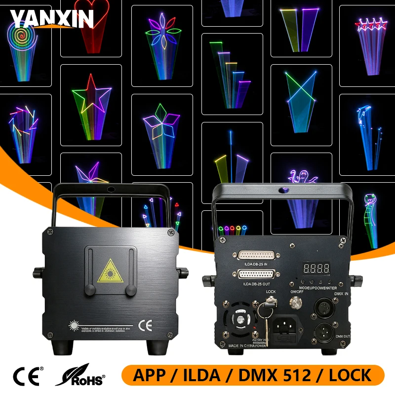 3W 5W 6W RGB Animation Laser Light Projector ILDA DMX 3D Scanner Bluetooth Control DJ Stage Wedding Bar Disco Party IOS Android