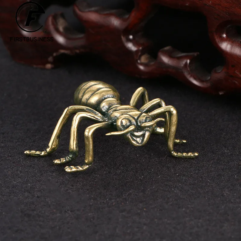 Brass Simulation Animal Ant Figurines Miniatures Funny Desktop Ornaments Accessories Table Tea Pet Crafts Retro Home Decorations