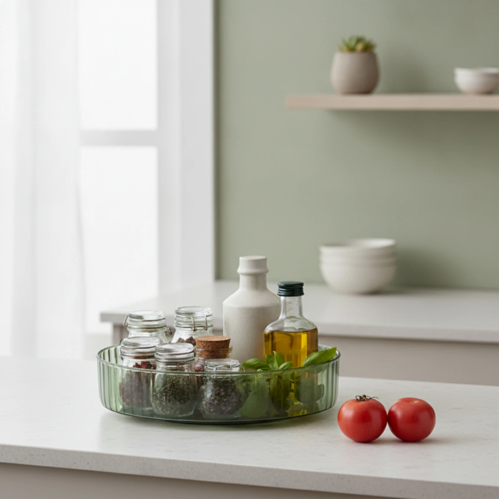Storage Tray with Rotating Base 360° Rotating Tray Rotating Tray Revolving Turntable Organizer Sturdy for Cabinet, Countertop