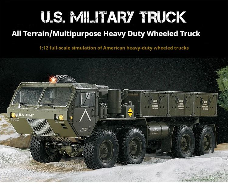 

Hg-P80 Fully Proportional Remote Control 8-Channel 8-Wheel Full Time Drive Simulation Military Truck Dump Truck Model