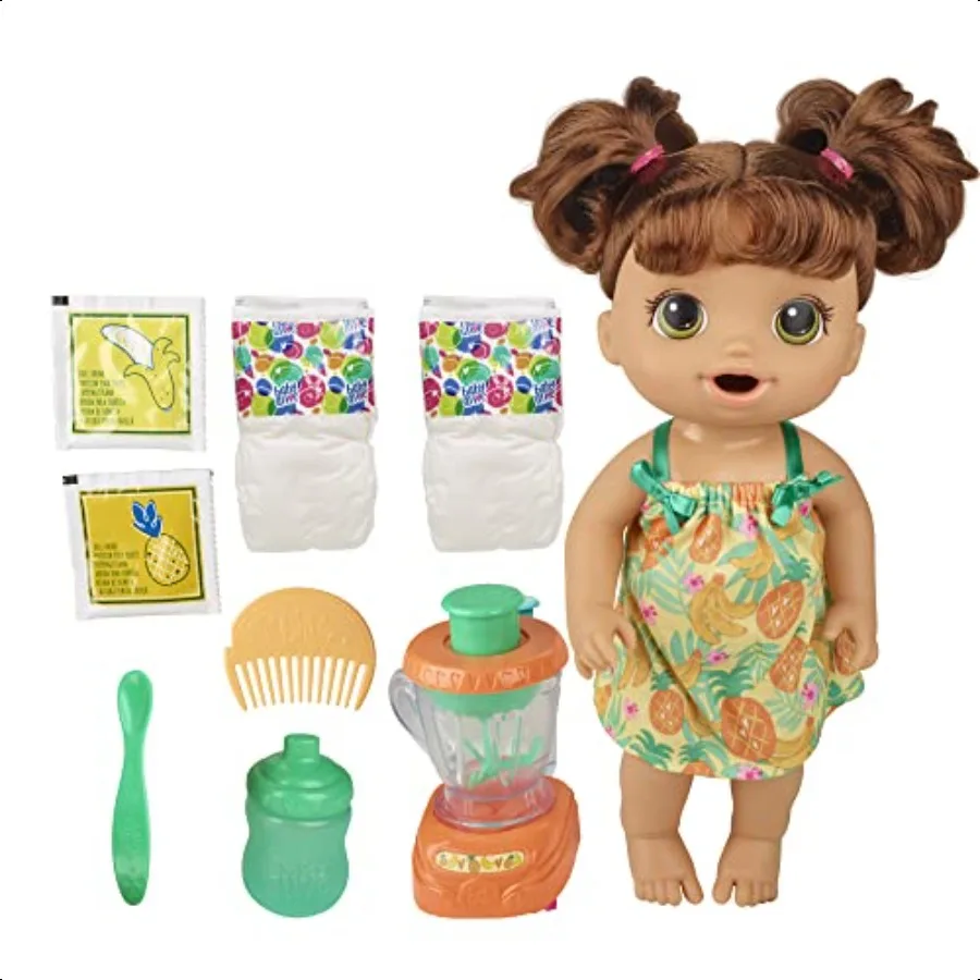 

Волшебный миксер Baby Alive, кукла-тропическое лакомство с аксессуарами для блендера, напитки, шутки, еды, каштановые волосы, игрушка для детей от 3 лет и старше