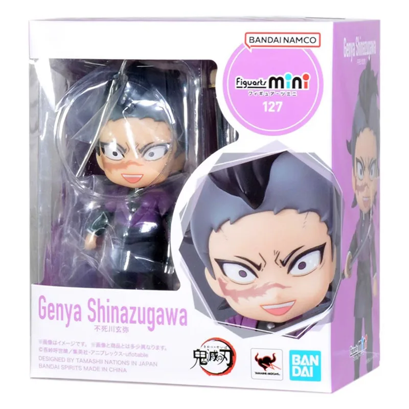 Original Genuine Bandai Anime Demon Slayer Genya Shinazugawa Figuarts Mini Model Toys Action Figure Gifts Collectible Ornaments