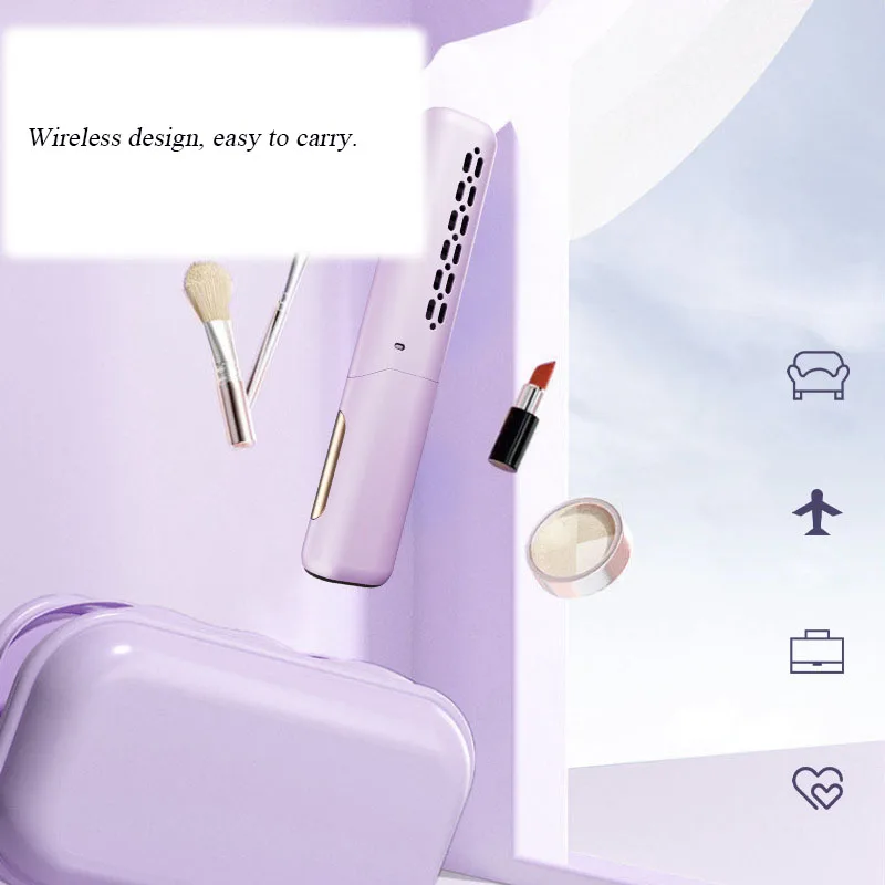 جهاز فرد الشعر الصغير القابل لإعادة الشحن ، لاسلكي ، رطب وجاف ، الاستخدام المزدوج ، طلاء السيراميك ، استقامة وفرشاة الشباك