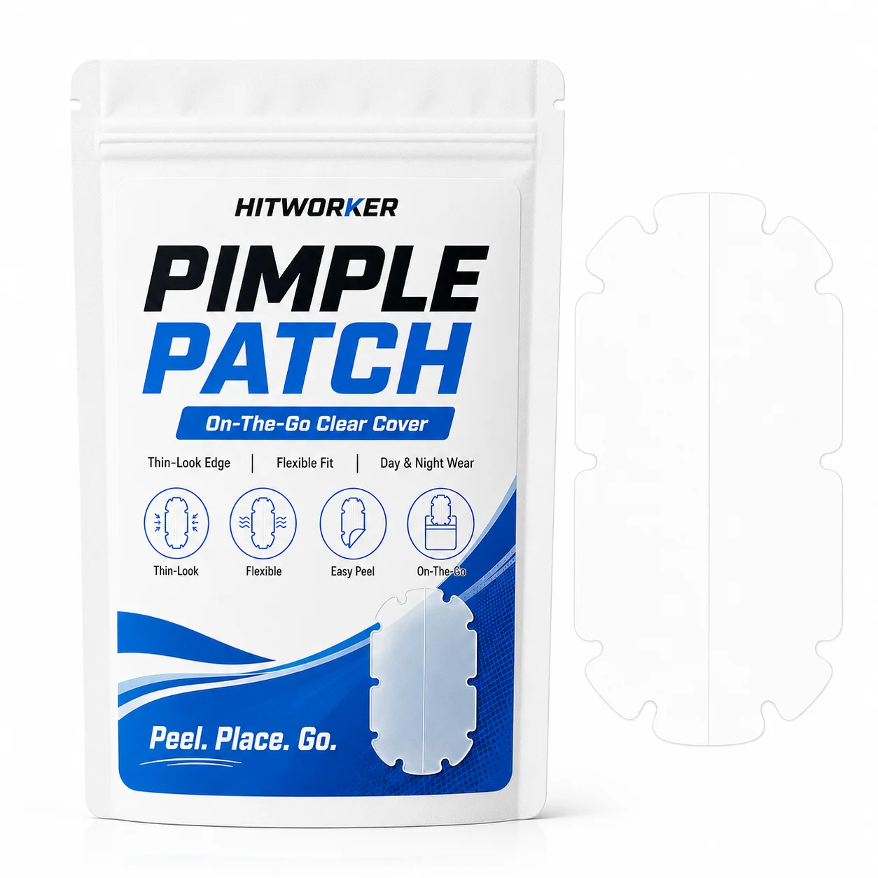 5PCS Extra Large Pimple Cover Patches, Clear-Look Hydrocolloid Beauty Patches For Day And Night Use, Easy Peel Spot Cover
