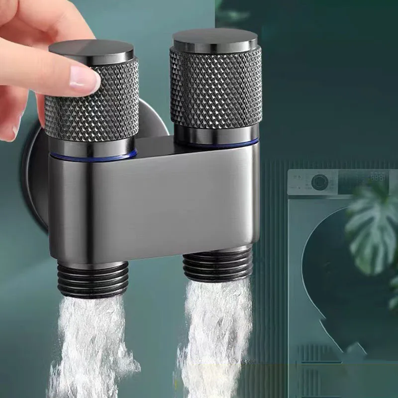 G1/2 1 In Zwei Out Doppelte Steuerung Waschmaschine Wasserhahn Wc Dreieck Ventil Waschmaschine Wc Absperrventil Badezimmer Teile
