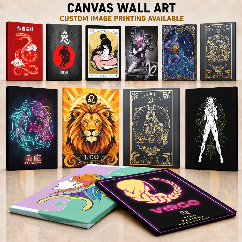 Zodiac Art Canvas Painting Posters Astronomy Graphic Design Wall Decor With Customized Photo For Bedroom Ideal Stargazer Gift