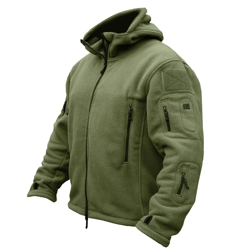 2023 Men's Outdoor Warmth and Windproof Inner Sleeve Brushed Fleece Ski Climbing Camping Hooded Coat Shake Fleece Charge Coat