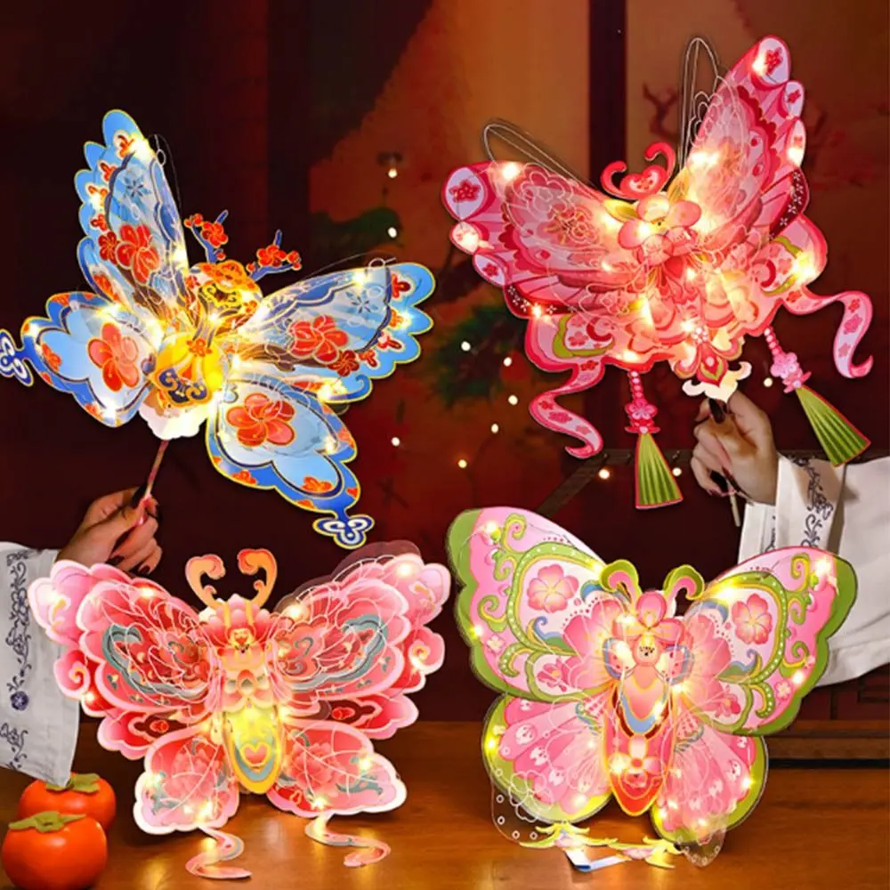 

Handmade Mid-Autumn Festival Butterfly Lantern Luminous Chinese Style Handheld Glowing Lantern DIY Material Bag