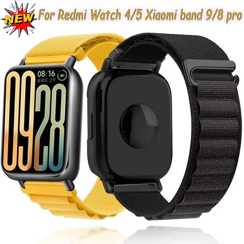 Нейлоновый плетеный ремешок Alpine для Redmi Watch 4/5, удобный дышащий браслет для Xiaomi Mi Band 8 Pro/9 Pro, аксессуары для ремня