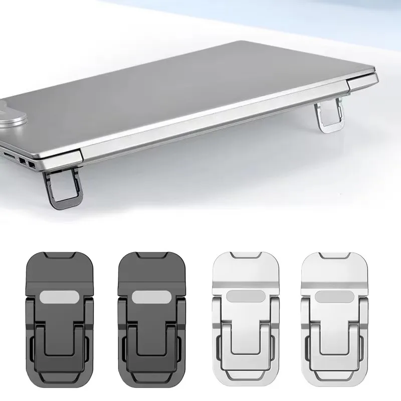 2PCS Mini Foldable Laptop Stand Portable Computer Keyboard Riser with 2 Adjustable Angles Self-Adhesive Invisible Notebook Stand