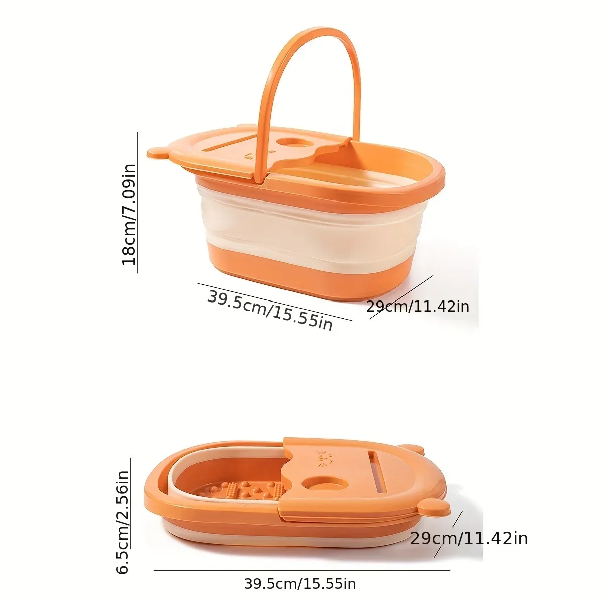 Bathroom Corner Storage,Collapsible Massage Foot Soak with Cell Phone Holder and Lid, Space Saving Spa Basin, Underbed