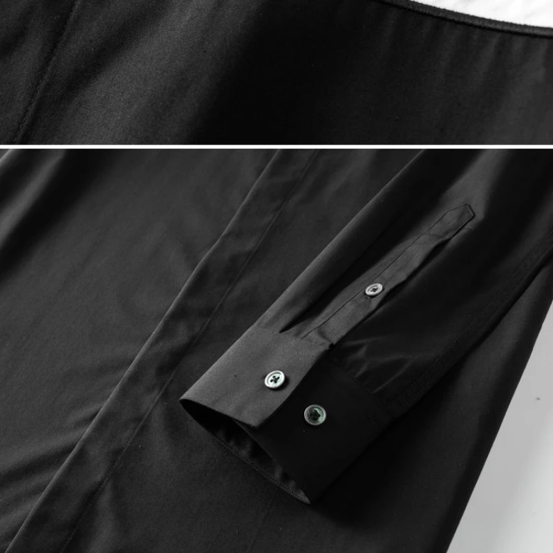 Brand Striped Embroidery Men's Shirt Long Sleeve Slim Fit Casual Shirts Fashion Business Social Office Dress Shirt Men Clothing