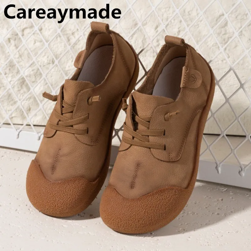 

Careaymade-женская обувь из натуральной кожи, туфли для мам на плоской подошве из воловьей кожи, повседневные удобные дорожные туфли на мягкой подошве