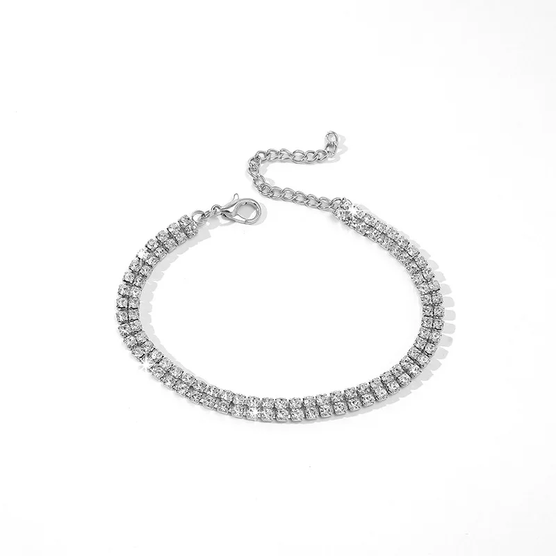 Luxury Bling Crystal Rhinestone Bracelets for Women Silver Color Elegant Bridal Wedding Jewelry