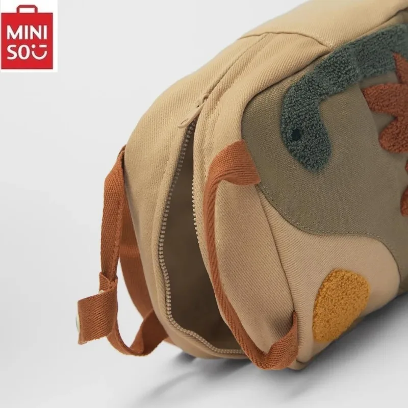 Novo dinossauro moda mochila gancho cabelo bordado dos desenhos animados lona jardim de infância crianças mochila meninos meninas estudante mochila