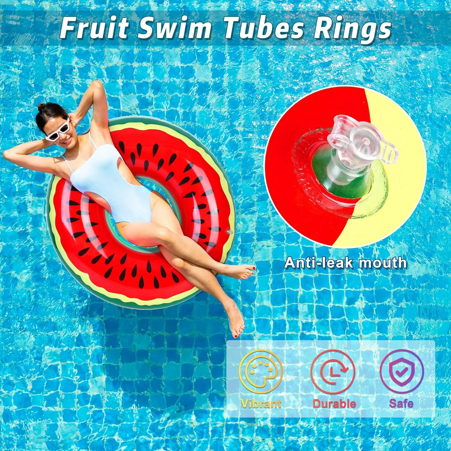 5 piezas flotadores inflables para piscina 29,5 pulgadas tubos de natación anillos frutas anillos de natación playa grande natación juguetes acuáticos para verano Outd