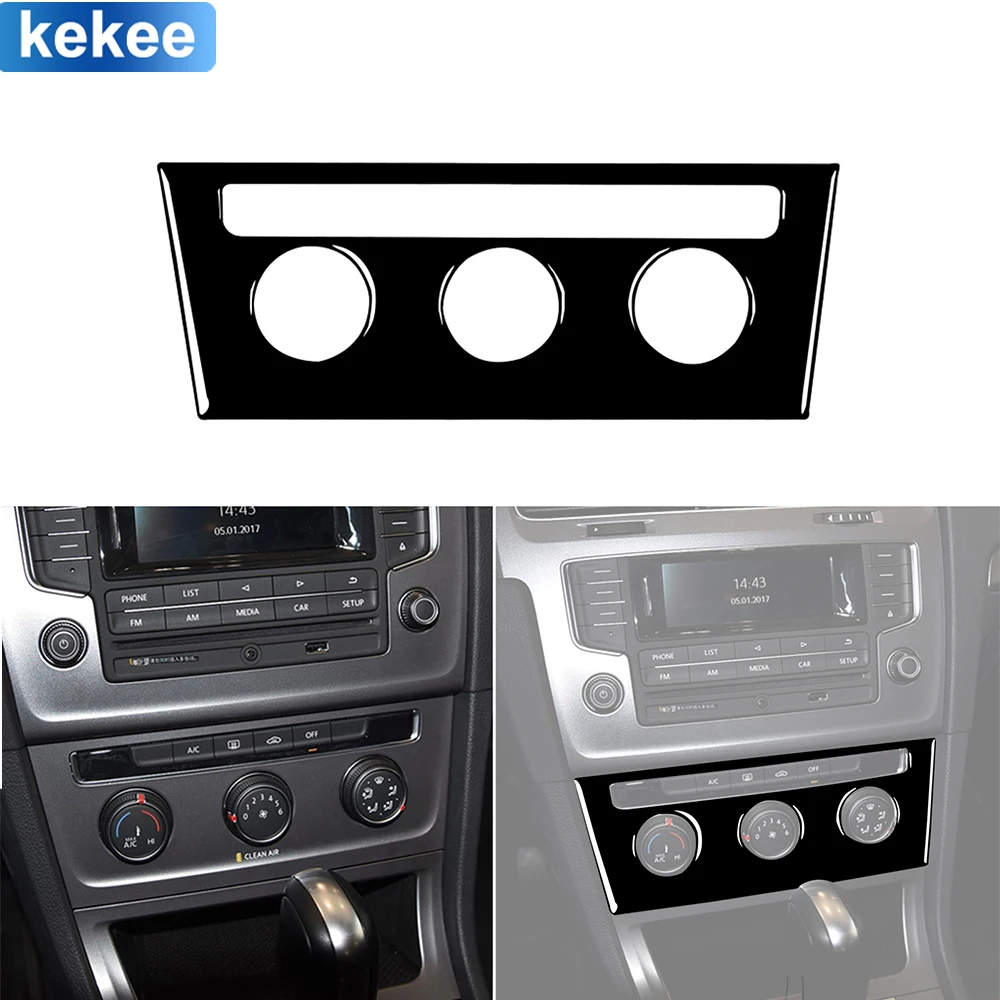 

For Volkswagen Golf 7 GTI Mk7 2013 2014 2015 2016 2017 Dashboard AC Control Panel Piano Black Sticker Car Interior Accessorie