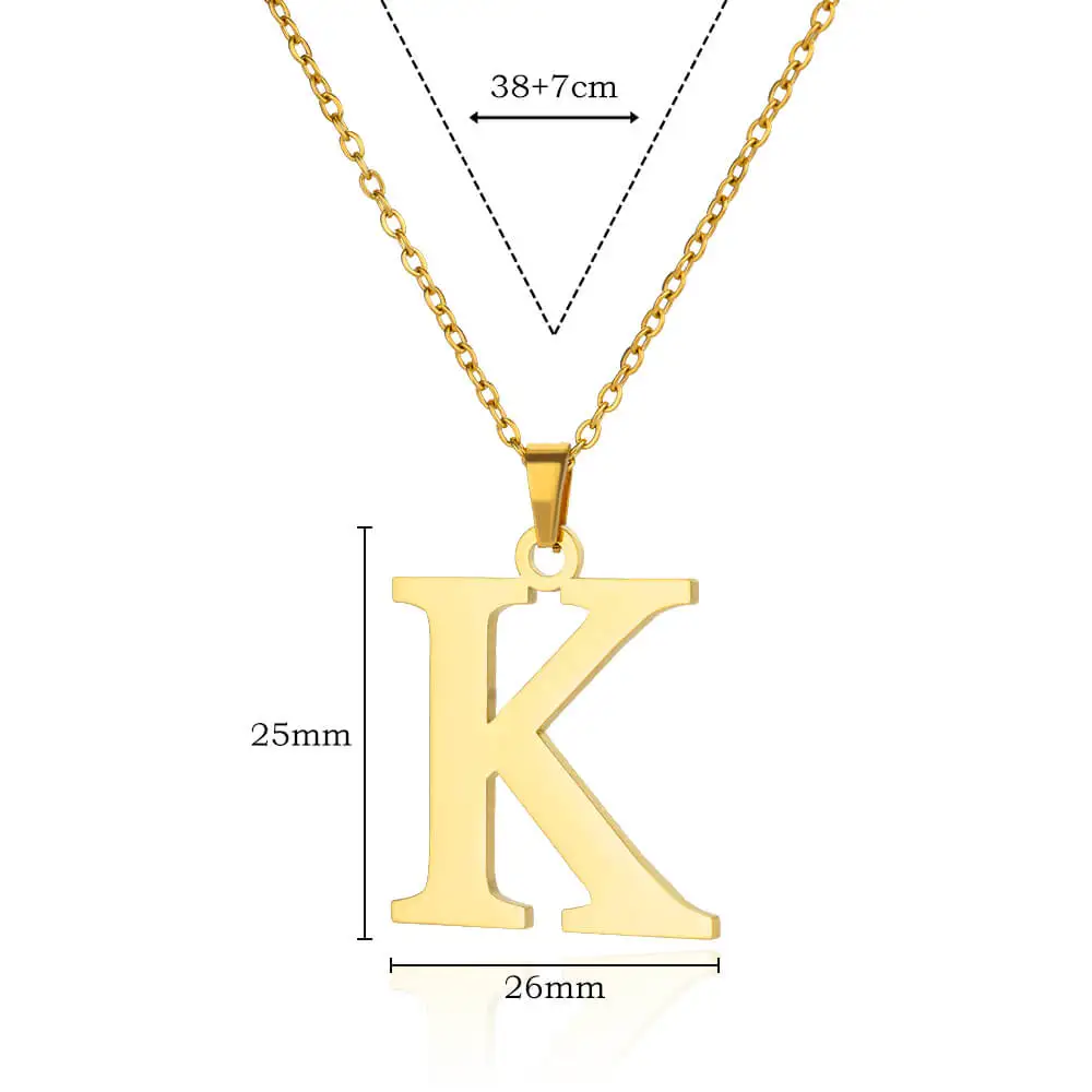 Stainless Steel Necklace for Women Initial Letter Gold Plated Alphabet Pendant Necklaces Charm Vintage Waterproof Jewelry Gifts image 6