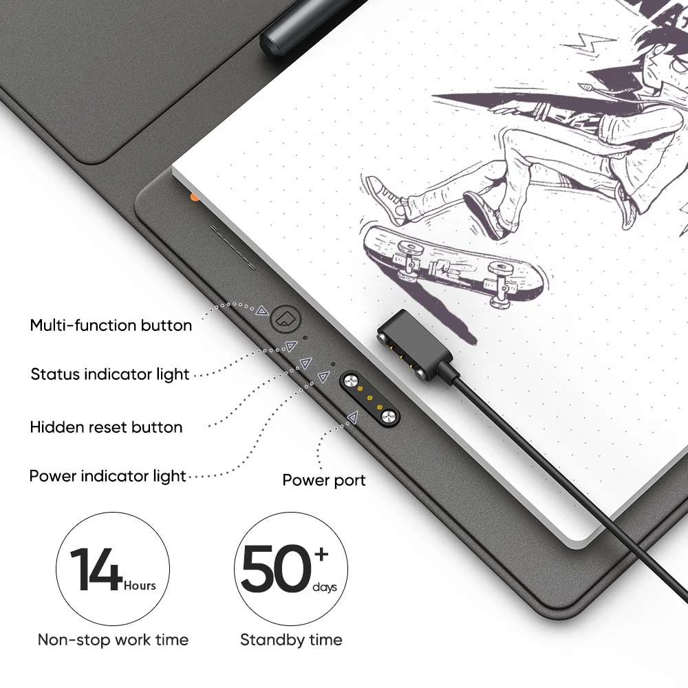 XPPen Note Plus Neues Bluetooth Smart Notebook A5 Digitales Handschrift-Notizbuch mit 1000mAh Akku und Google Drive-Backup für Android iOS – Detail 13