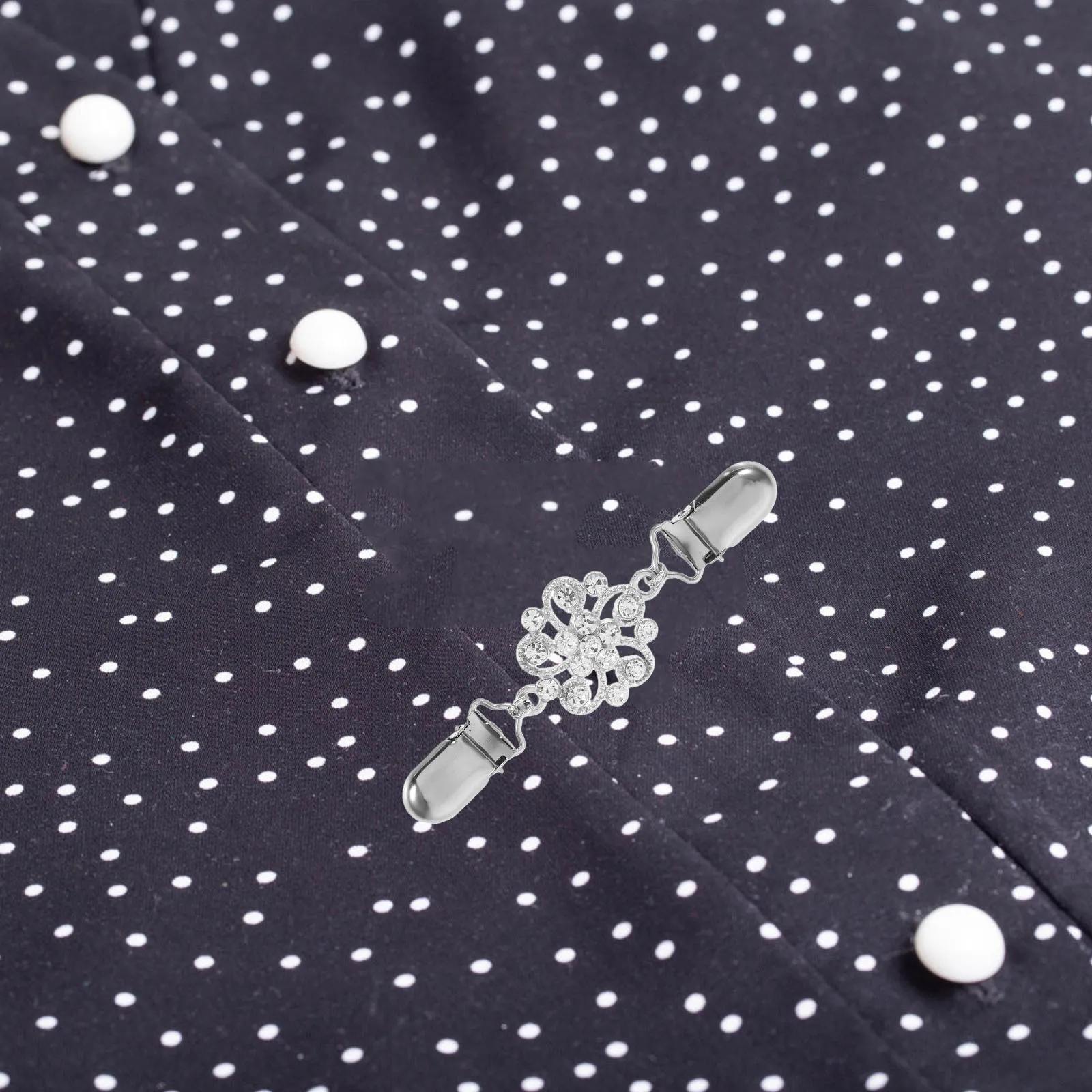 

2Pcs Rhinestone Sweater Clips Elegant Vintage Scarf Buckle Cardigan Collar Clip Shirt Tightener for Office Social Events Chic