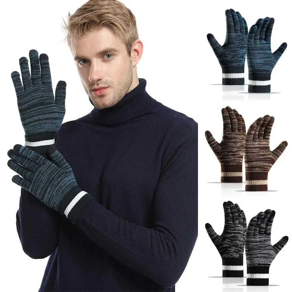 

Men Touch Screen Outdoor Winter Gloves Mittens Fleece Thick Knitted Gloves