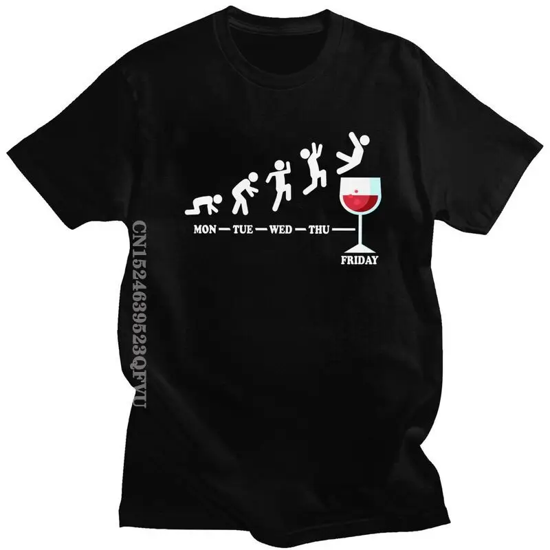 Wine Friday Weekend Tshirt Men Graphic Graphic Tshirts Novelty T-Shirts Loose Fit Cotton Tee Tops Harajukuandise