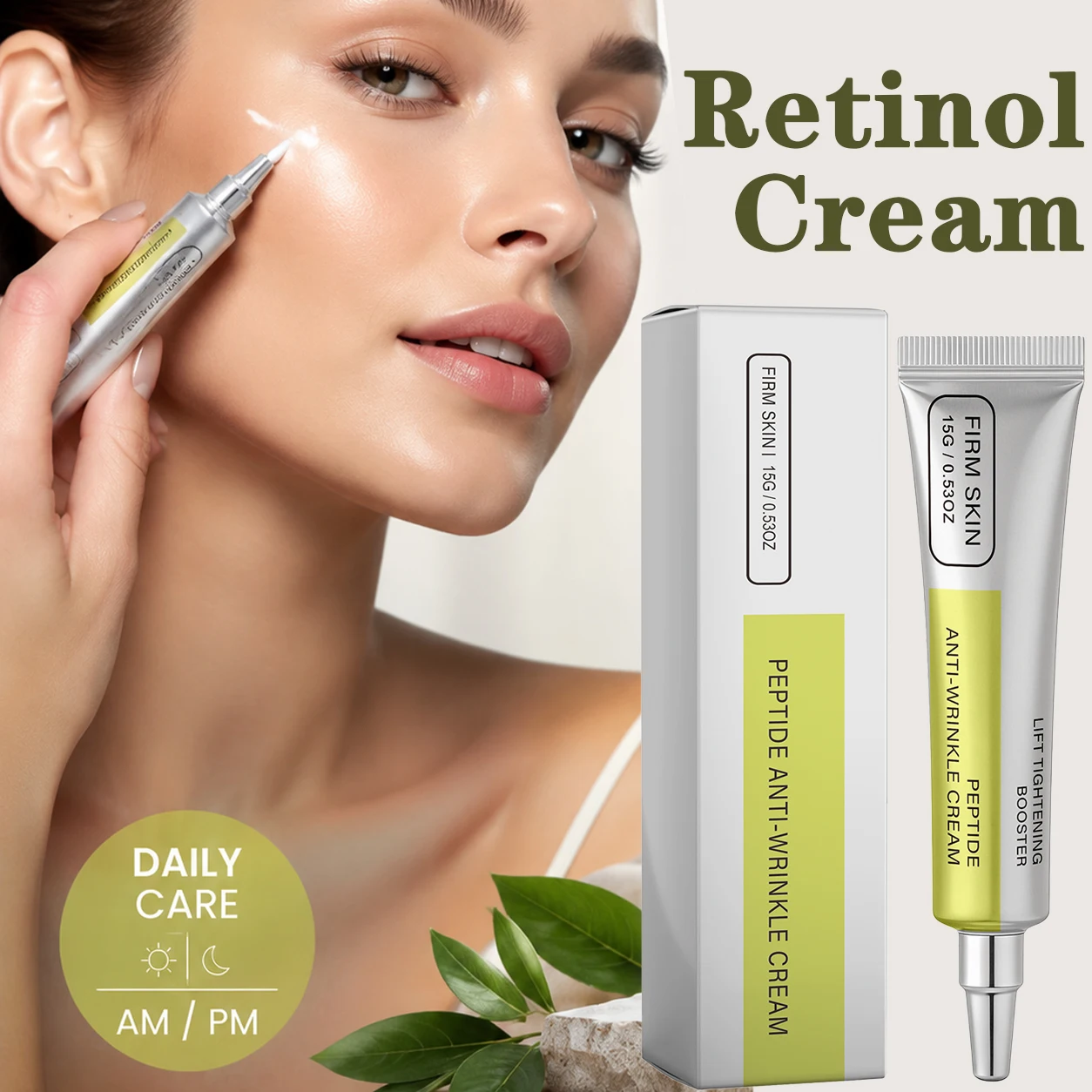 Retinol Peptide Skin Cream Face Moisturizer Gentle Daily Skin Care Lightweight Hydrating Cream Eye Face Neck Care Beauty 15g