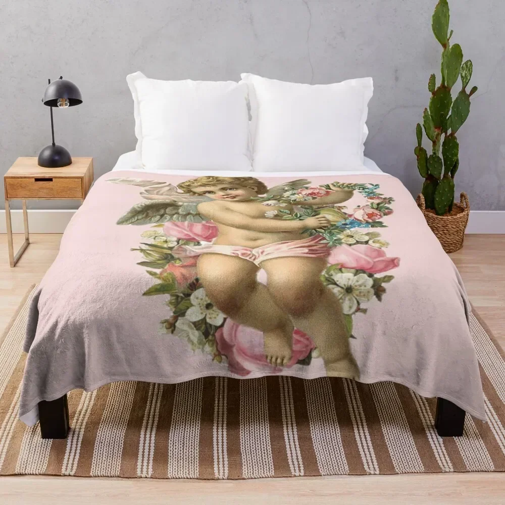 Manta de Bebé con Diseño de Ángel, Suave y Cálida, Sin Bolitas, para Cama