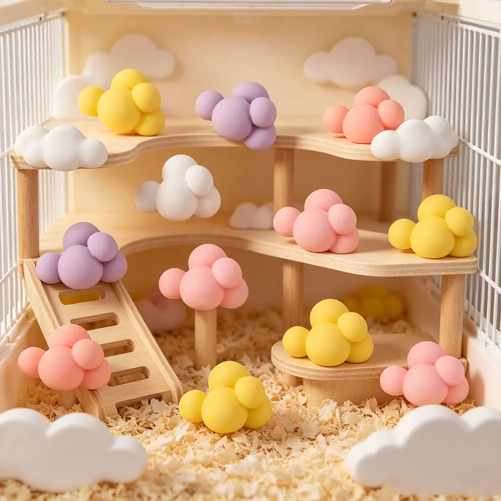 12PCS/SET Cloud Shape Hamster Climbing Platforms Bite Resistant Mini Hamster Sports Toy Colorful Cage Decoration