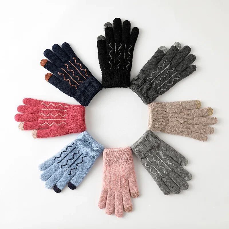 Paar warme Winter-Touchscreen-Handschuhe für Damen und Herren, klassische Strickhandschuhe, Handschuh, Outdoor, Radfahren, kältebeständig, winddicht