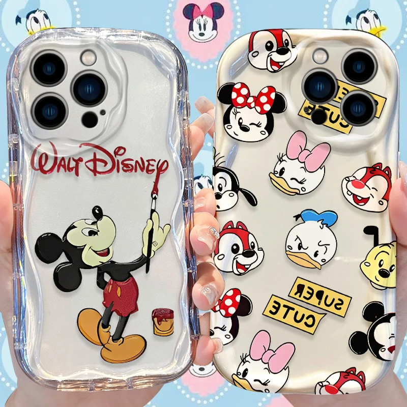 Disney Mickey Donald Duck Wave Case for iPhone 16 15 14 Pro Max 13 12 Mini 11 XS X XR 8 7 Plus SE 2022 2020 Soft Cover Funda