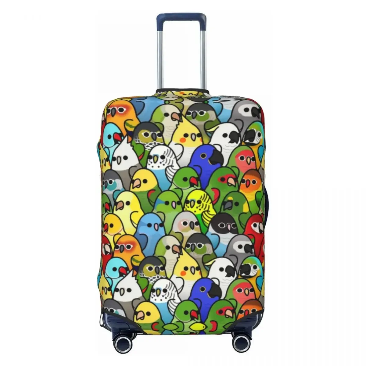 Custom Cute Funny Parrot Birds Luggage Cover Protector Washable Cockatiel Bird Travel Suitcase Covers