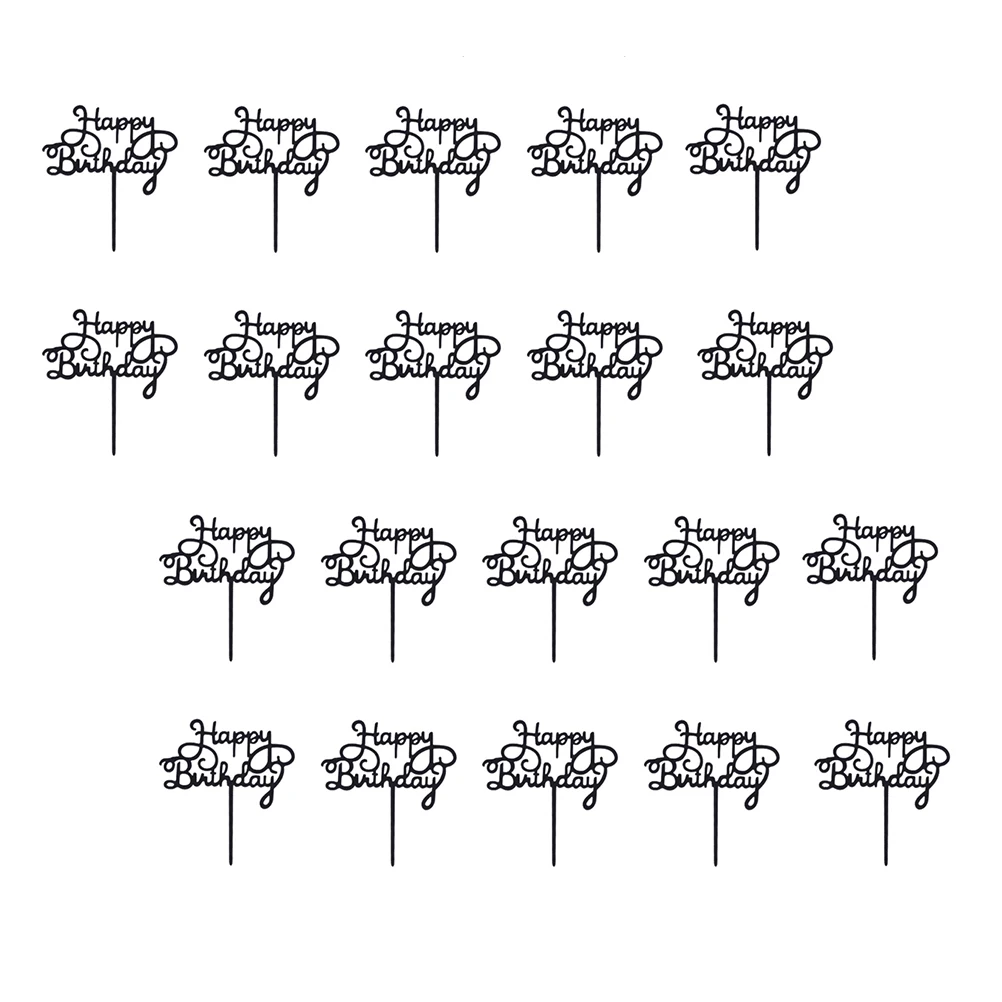 

20 Pcs Birthday Cake Insert Dessert Decorations Card Picks Acrylic Party