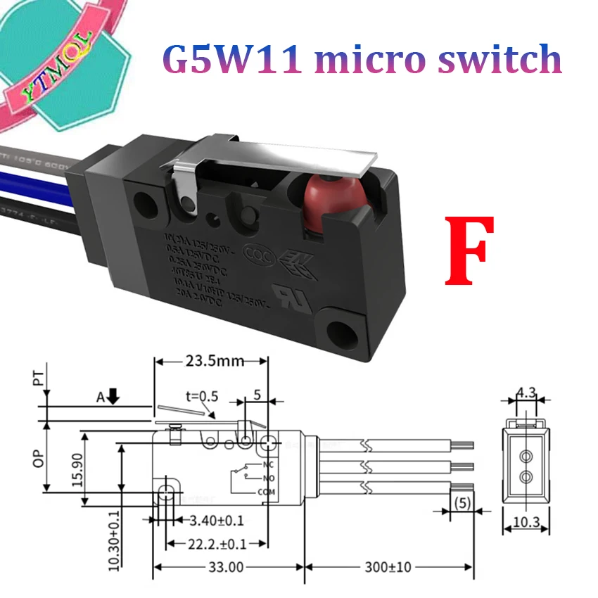 1Pcs Waterproof micro switch G5W11 high travel limit detection switch, charging gun long button