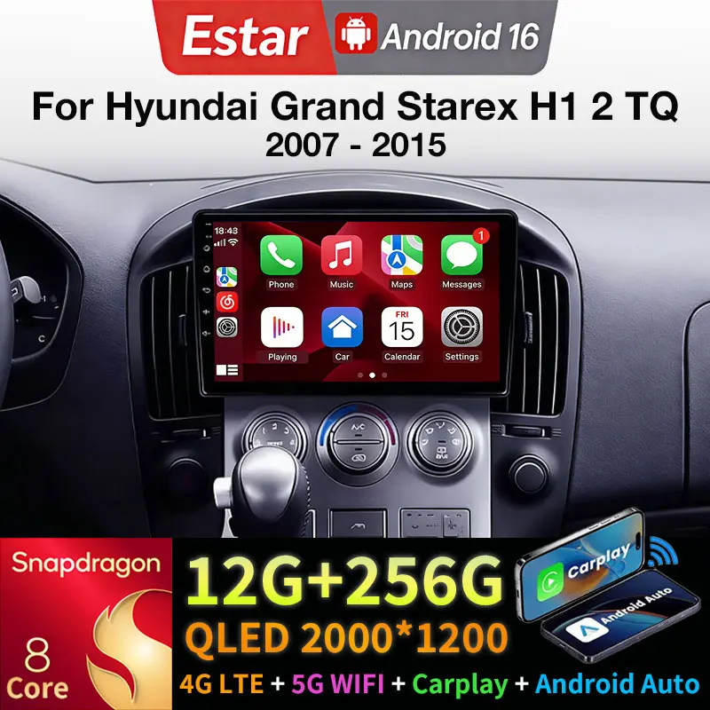 Radio para Auto Android 16 para Hyundai Grand Starex H1 2 TQ 2007 - 2015, Carplay, Auto DSP, GPS, Reproductor Multimedia de Video, Estéreo, Cámara 360