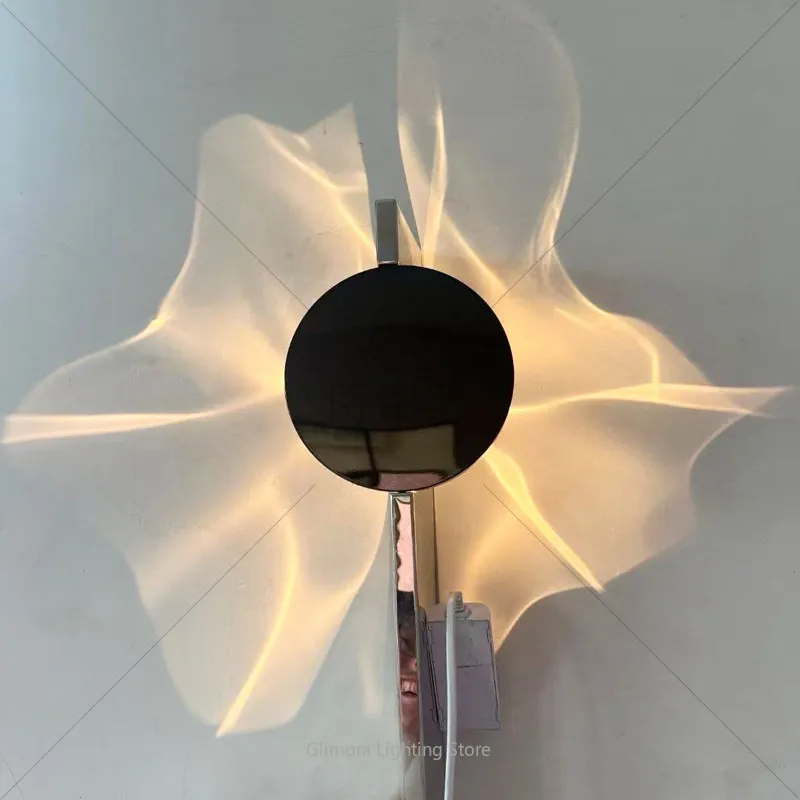 Light and Shadow Wall Lamp Hotel Dining Room Stainless Steel Decorative Art Lamp Living Room Bedroom Bedside Charging Lamp