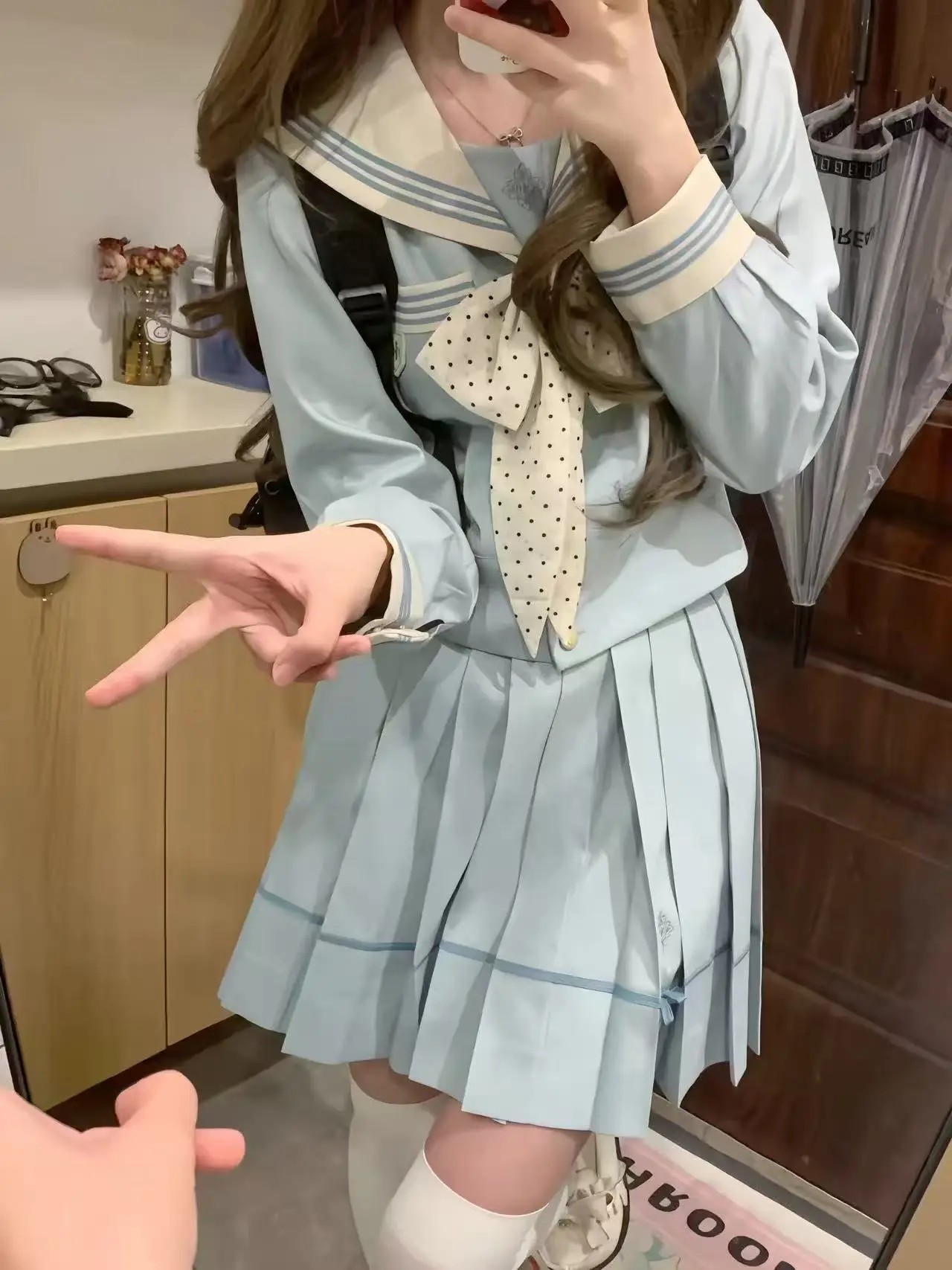 original-mint-colored-jk-school-uniform-girls'-three-semester-college-style-sailor-suit-set-with-pleated-skirt-for-girls
