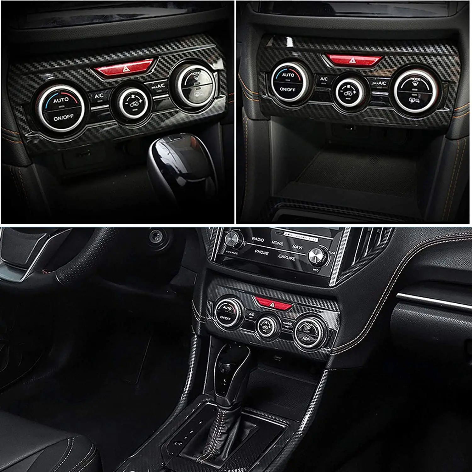 Classic Carbon Fiber Console Dashboard Panel Air Condition Switch Cover Trim for Subaru XV Crosstrek Impreza 2018-2020