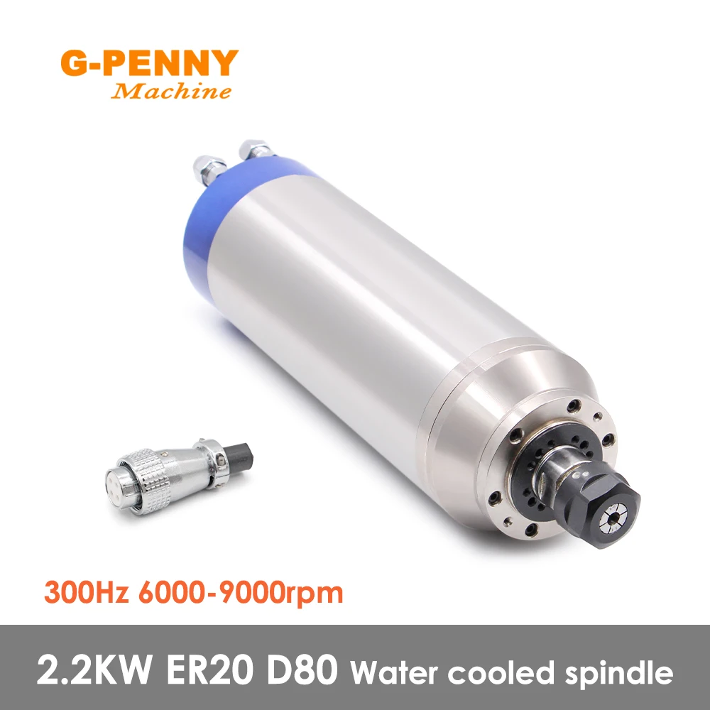 G-Penny 2.2KW ER20 80mm 220v/380v Metalowy silnik wrzeciona chłodzony wodą 300HZ 4000-9000rpm frezarka