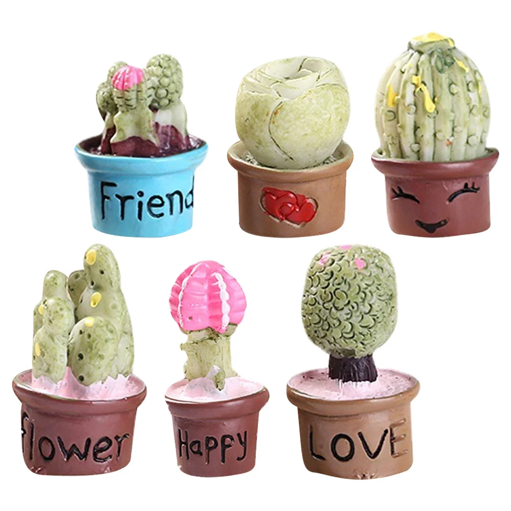 

6pcs Resin Succulent Mini Potted Plant For Home Office Decor Desktop Shelf Cabinet Living Room Bedroom Car Decoration