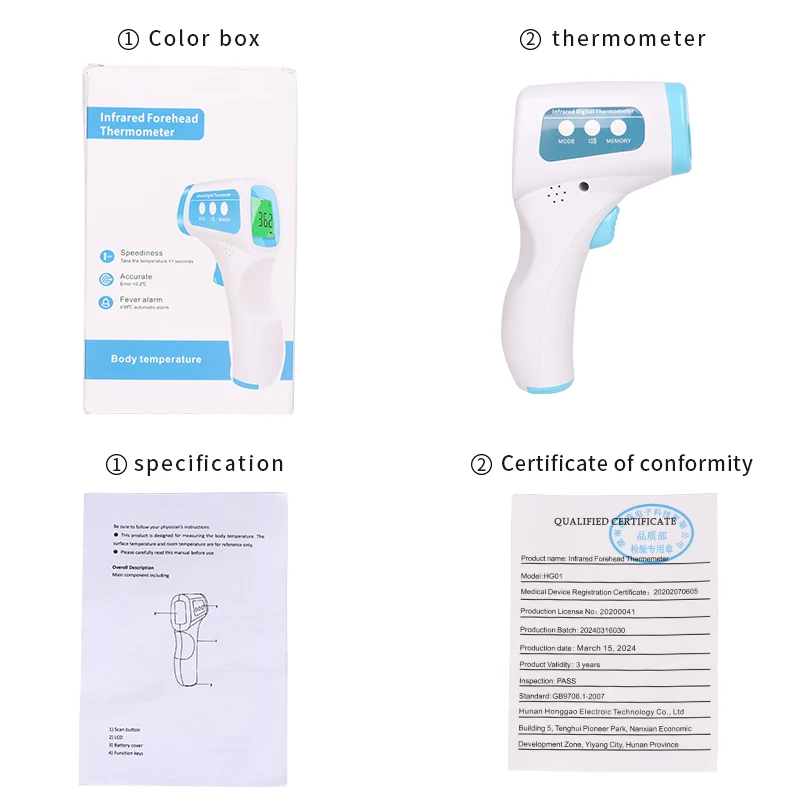 Termómetro infrarrojo para fiebre médica, termómetro Digital láser sin contacto para cuerpo, termómetro para medir la temperatura de la frente para bebés y adultos